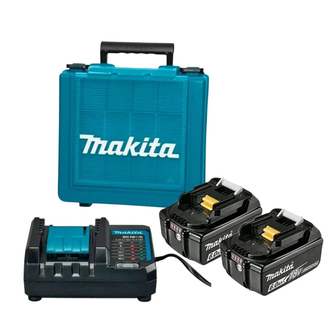 Kit 2 Bateria 18v 6.0ah Carregador Maleta Kitmak1860b - Makita